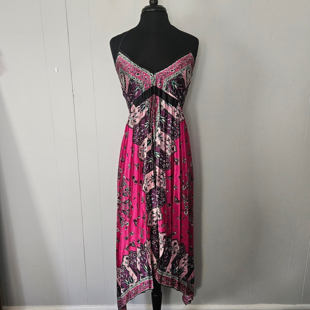 y2k Halter dress Womens One Size Handkerchief Hem Open Back Sundress Boho Beach